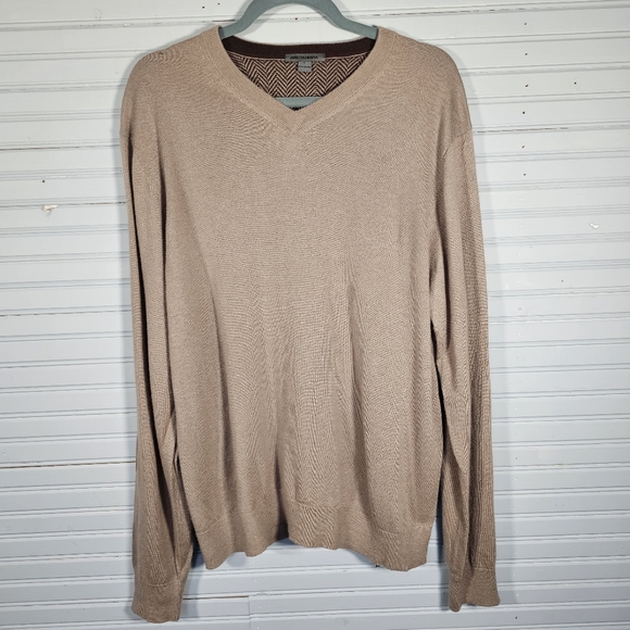 Johnston & Murphy Other - Johnston & Murphy Men's V-Neck Beige Tan Silk Angora Blend Sweater Size L